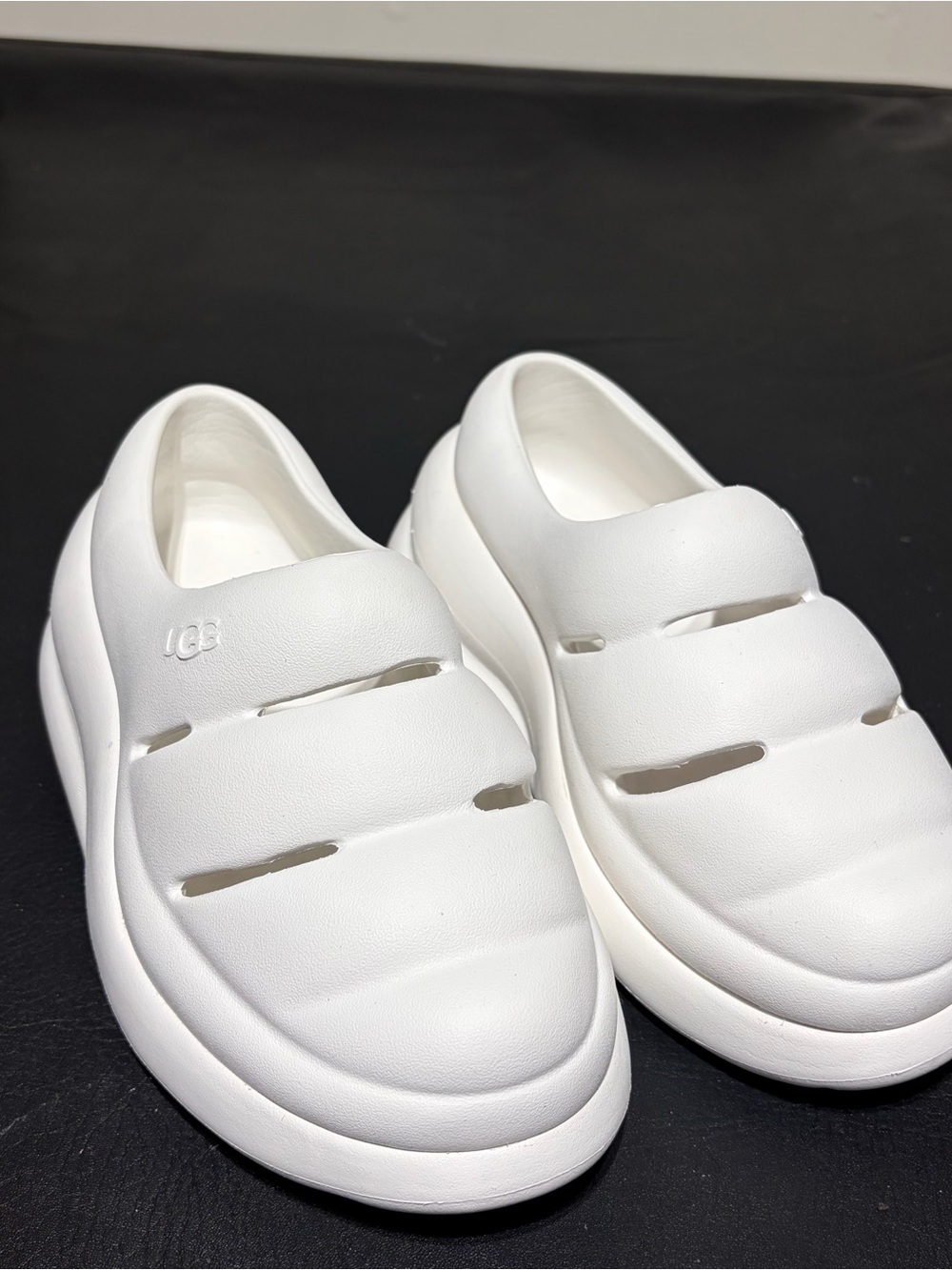 UGG Women's White Slip-On Platform Sandals